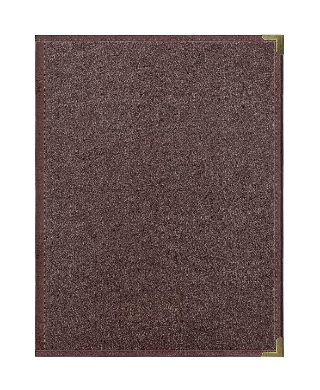 Goodsmart Pajco Style Restaurant Menu Covers – Pack of 10, Side-Loading Menu Holders, Single Stitched Edge, Clear Vinyl Menu Sleeves, Leatherette Trim, Gold Corners, Burgundy, 2 View (8.5" x 11")